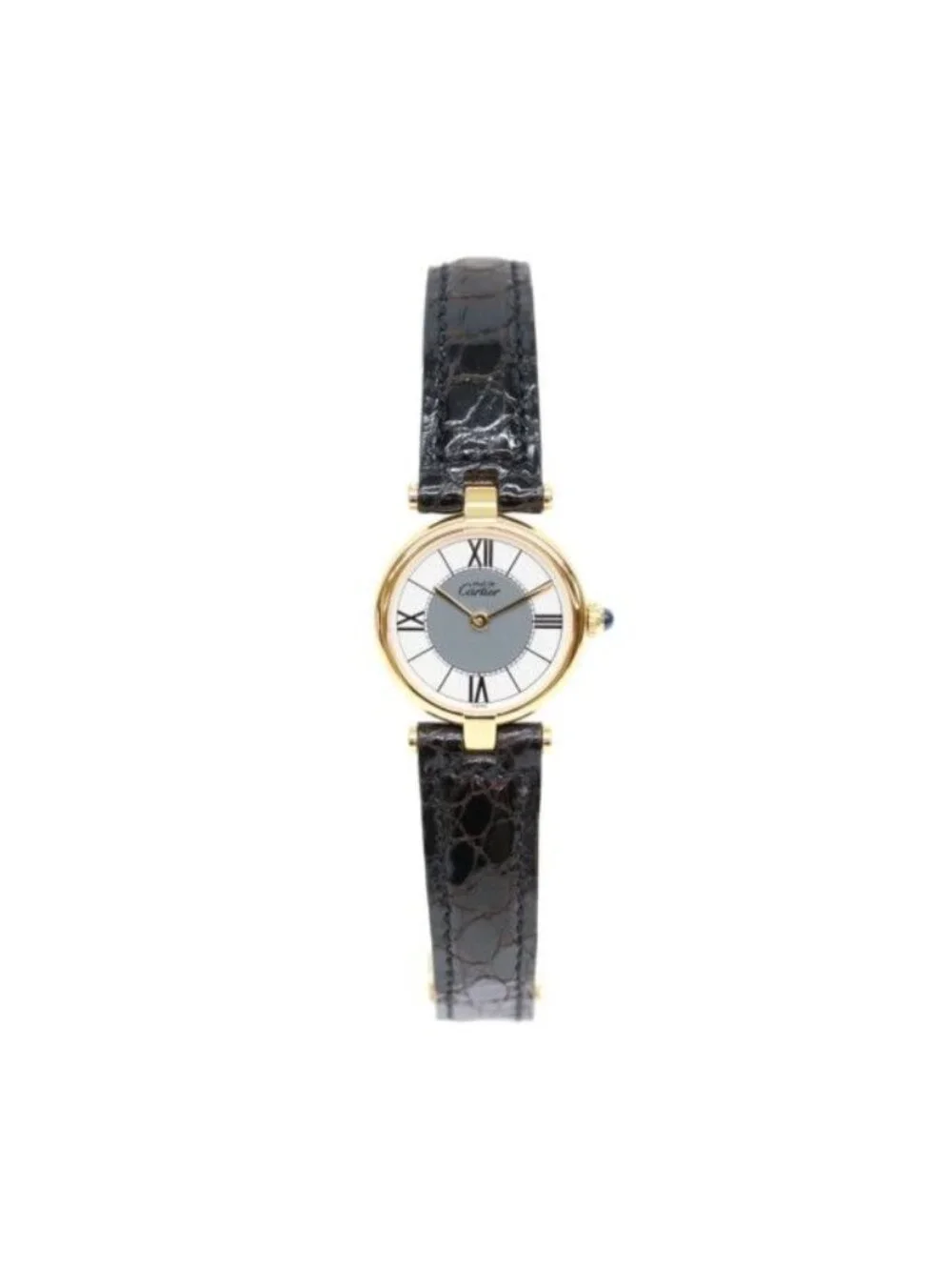 Cartier 925 Must Vendeme Vermeil SM Center Gray Flying Roman Dial